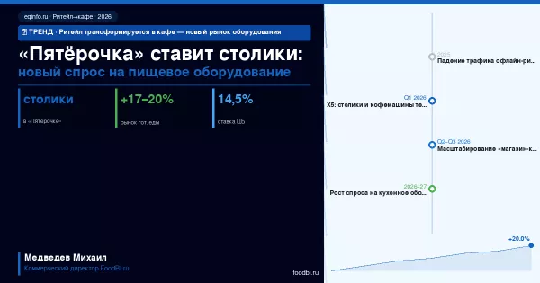 Ритейл трансформируется в кафе: «Пятёрочка» ставит столики — что это означает для пищевого оборудования